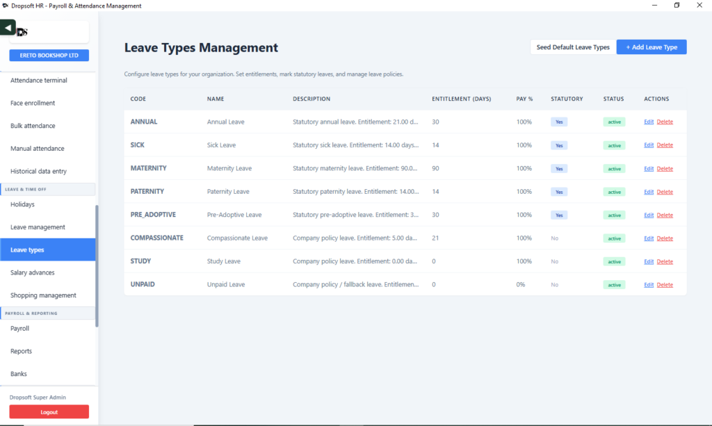 Dropsoft software screenshot